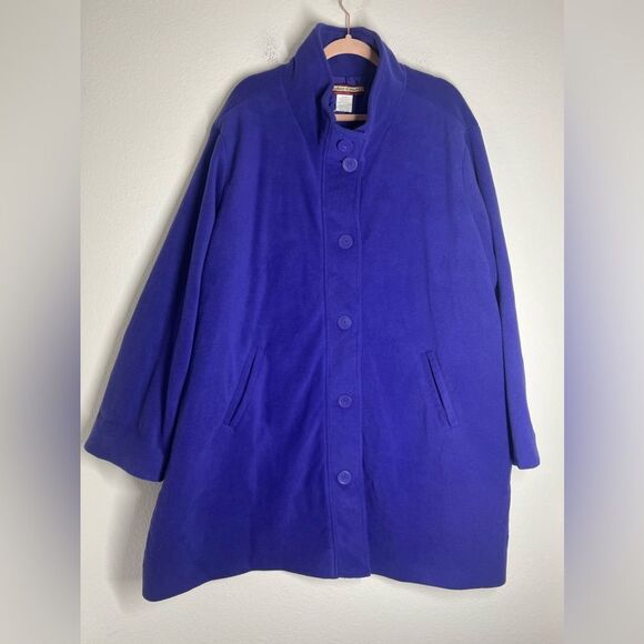 Tudor Jackets & Blazers - Tudor Court Bohemian Fleece Swing Funnel-Neck Coat Sz 3X Purple Lined Buttoned